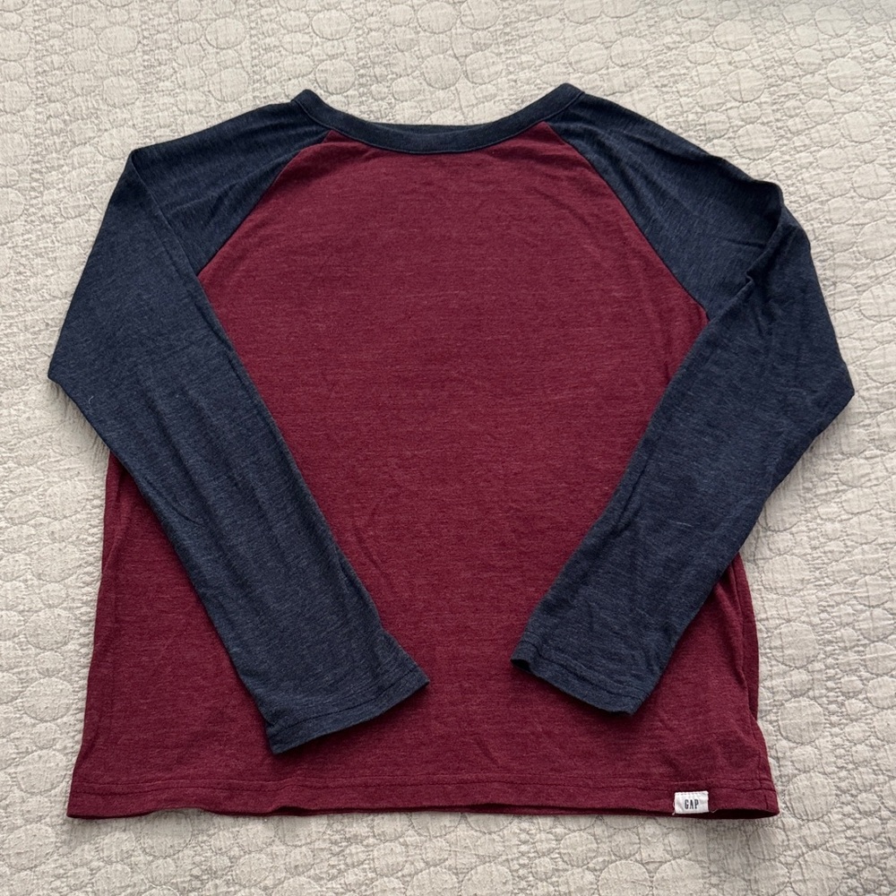 GAP Kids Maroon and Dark Blue Long Sleeve Tee
